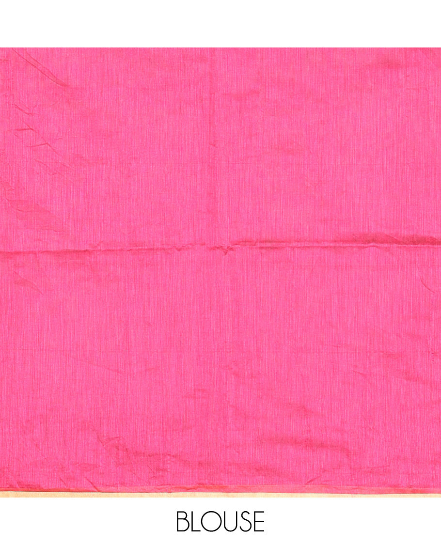 Grey warli-village printed khadi cotton saree, printed border, and contrast warli motifs printed pallu, and contrast plain blouse