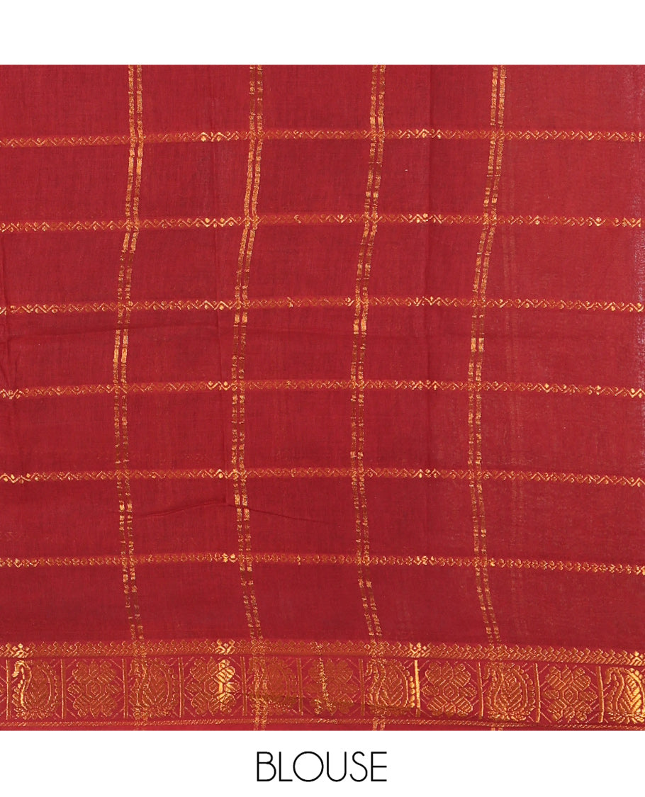Rust Sungudi Cotton Saree