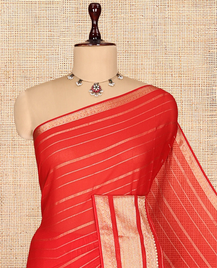 Red Semi Mysore Silk Saree