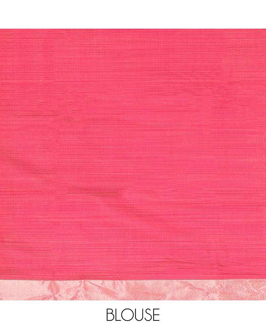 Sky Blue Semi-Silk Cotton Saree, Adorned with Warli Print, a Tissue Border, Contrast Warli Printed Pallu, and a Contrast Blouse
