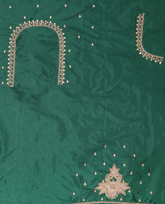 Dark green floral aari embroidered material blouse