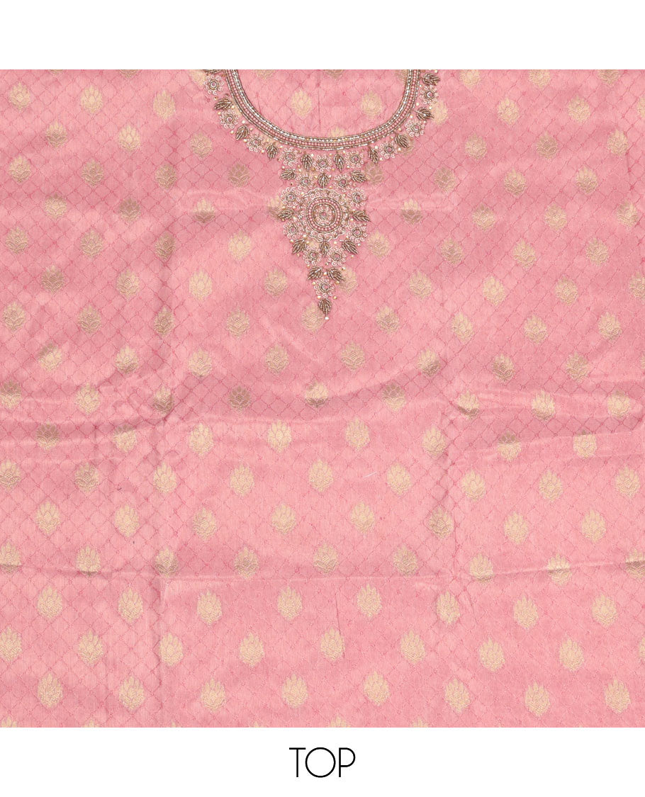 Peach Tissue Material Chudidar Set