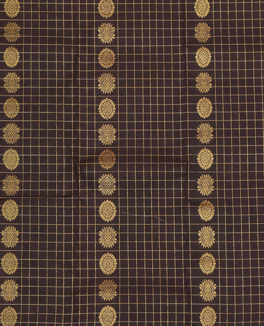 Brown Pure Silk Navarathna Pavadai Material Set