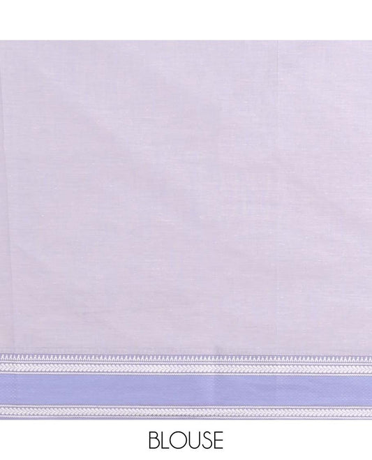 Peach floral design chirala cotton saree with contrast border & striped pallu