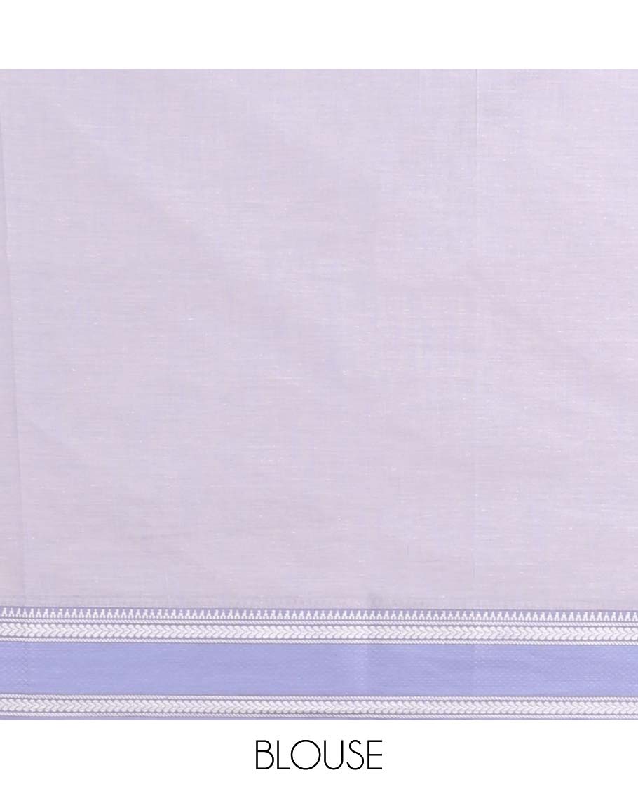 Peach floral design chirala cotton saree with contrast border & striped pallu