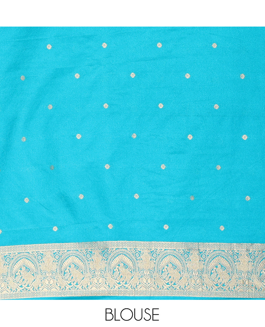 Rama Blue Semi-Mysore Silk Saree