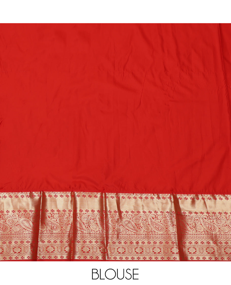 Blue Art Silk Pavadai Material, Accentuated with Jacquard Design, Contrast Traditional Zari Design Border, and Comes with a Contrast Blouse