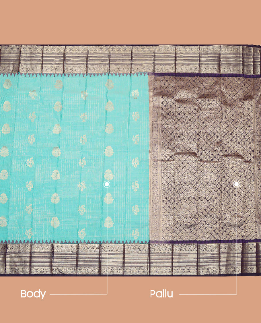 Blue Temple Border Budget Silk Saree