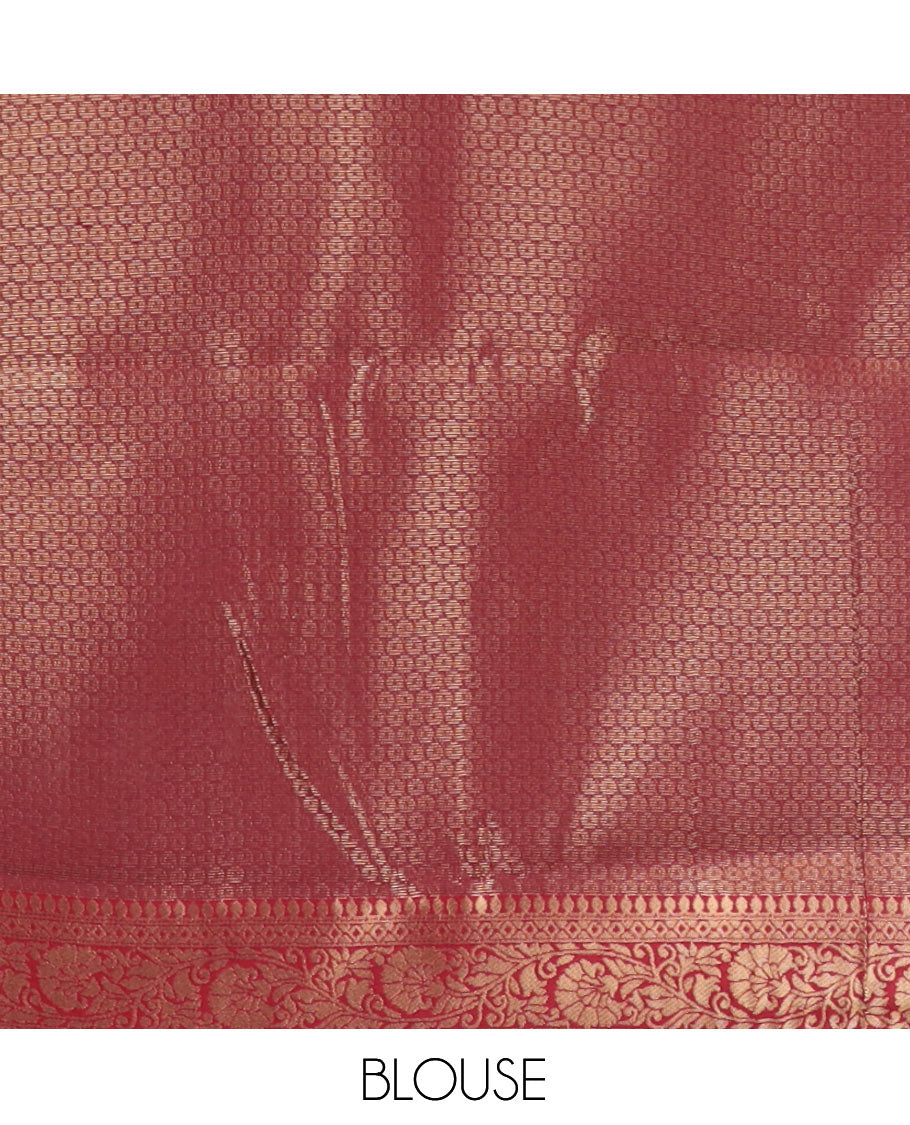 Black Art Kanchi Silk Saree Features Butta Enclosed Checks, a Contrast Temple Rettai Pettu Border, Grand Pallu, and a Contrast Blouse