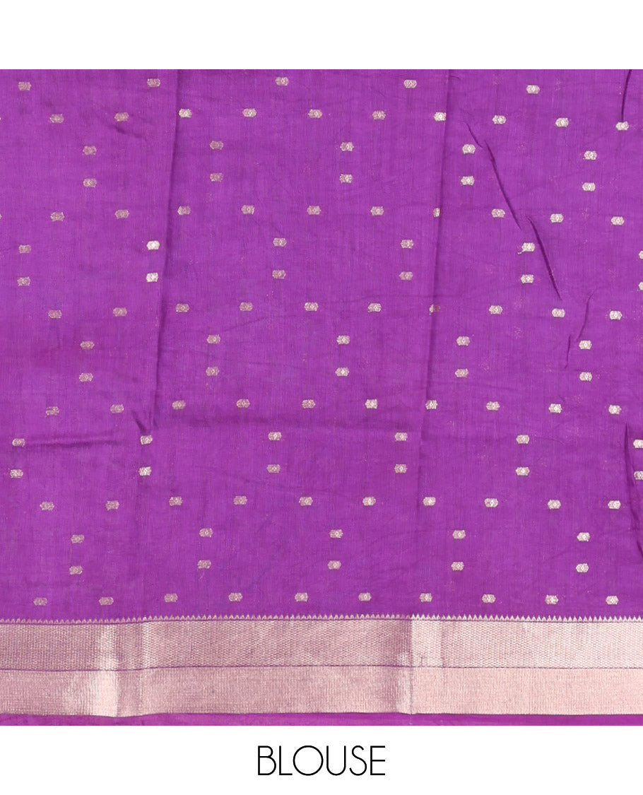 Mustard Assam Silk Saree, Woven with Zari Buttas, Complemented by Contrast Traditional Zari Border,  Zari Woven Pallu, and Contrast Blouse