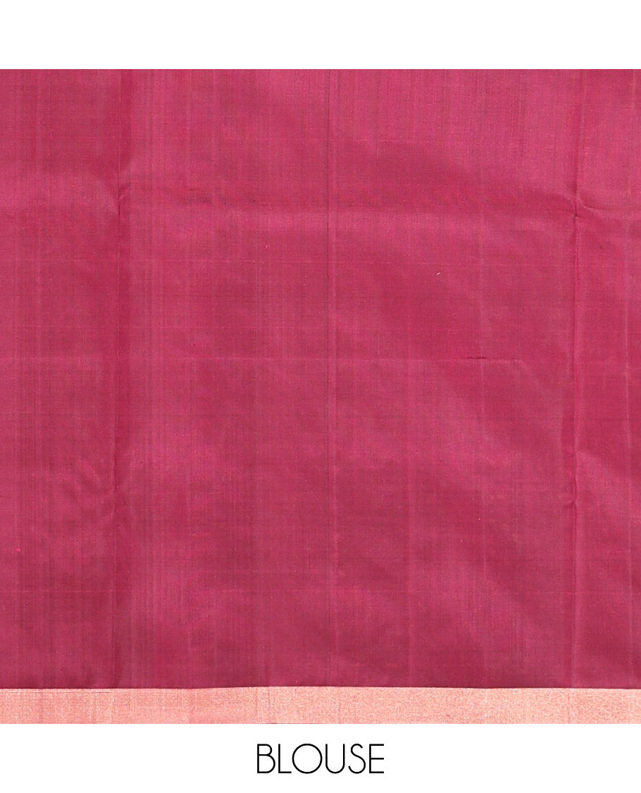 Wine Mayuri Soft Silk Saree, Subtly Woven with Manga Buttas All Over Its Body, Highlighted and Temple Border of Floral Creeper Designs, Pallu of Floral Designs, and Paired with a Matching Blouse