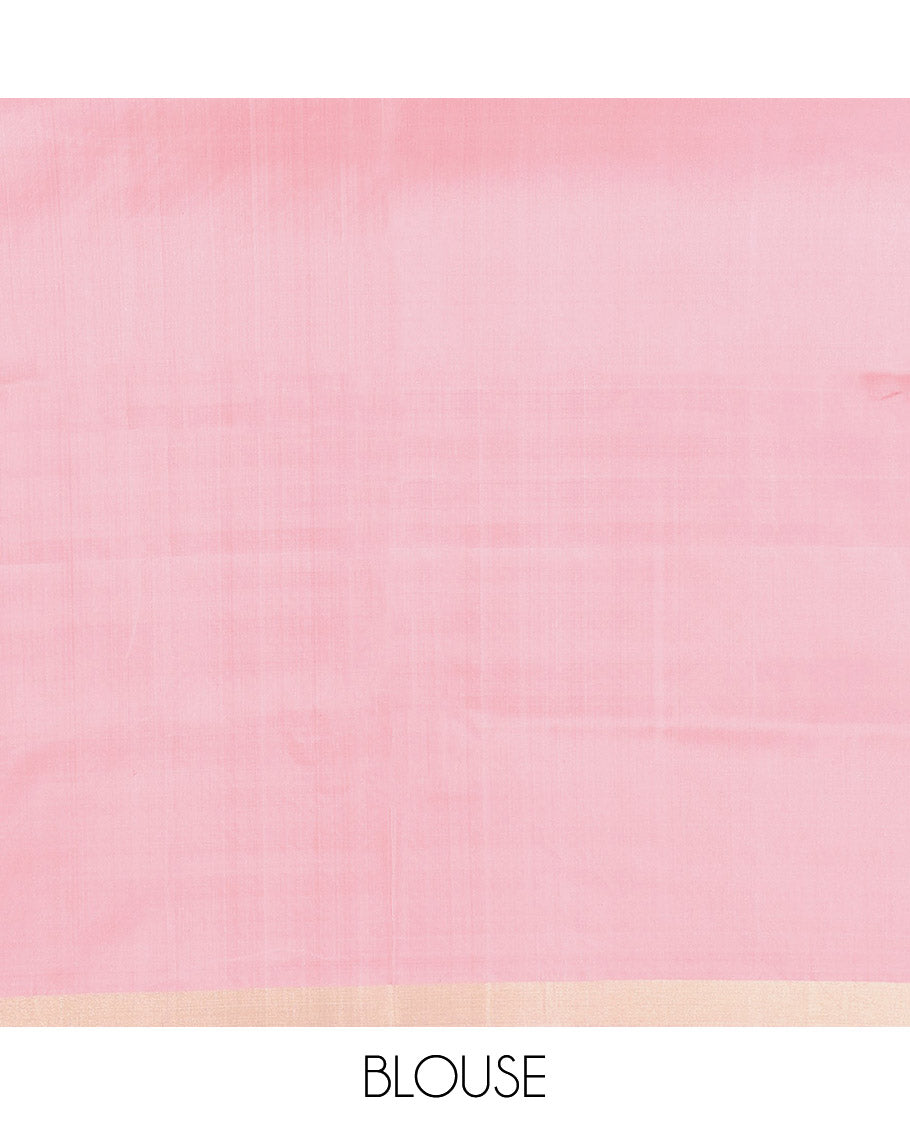 Pink Mayuri Soft Silk Saree, Subtly Enriched with Buttas, Subtly Woven Border, Pallu of Geometric Designs, and a Matching Blouse