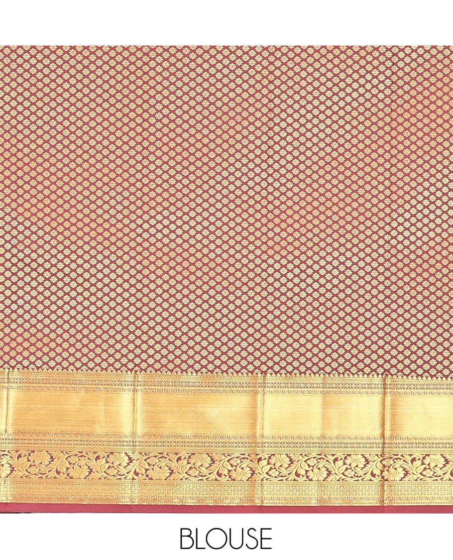 Maroon Budget Silk Saree, Decked Up with Jacquard Design, a Zari Border, Grand Pallu, and a Matching Blouse