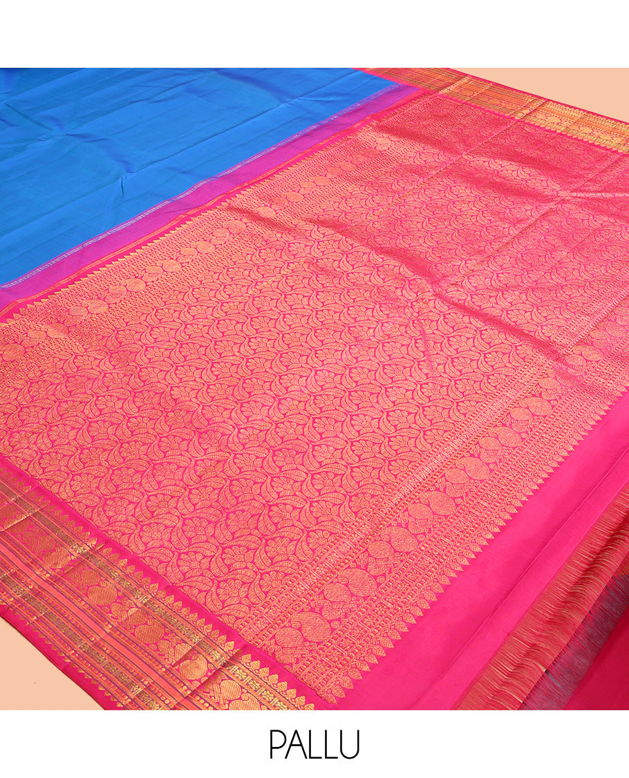 Blue Plain Kanchipuram Silk Saree