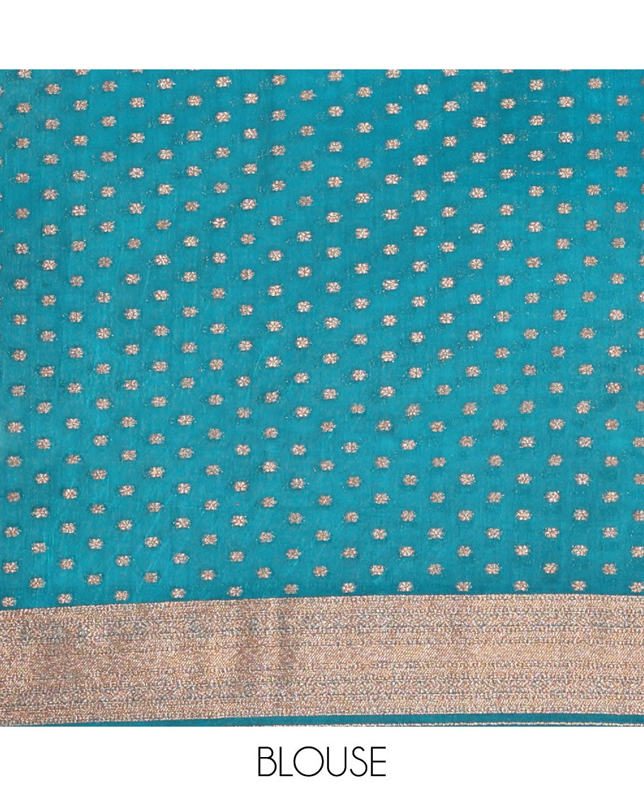 Peacock Blue Fancy Crepe Saree