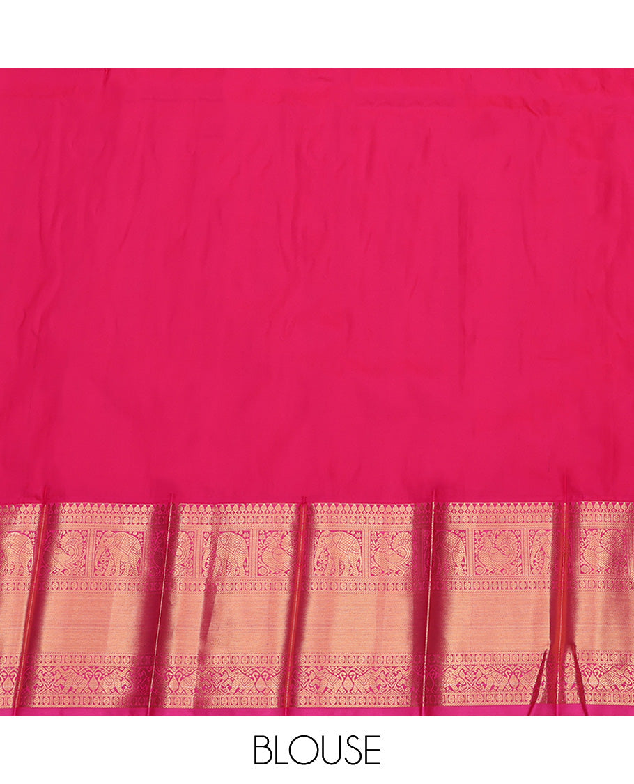 Orange Budget Silk Saree, Enriched with Zari Buttas and Stripes All Over Its Body, Complemented by Contrast Traditional Zari Designs Woven Border, Grand Pallu and Paired with a Contrast Blouse