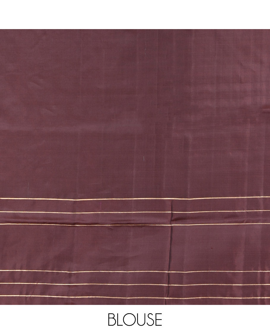 Magenta Mayuri Lite Silk Mix Saree, Mesmerized with Zari Stripes, Contrast Kambi Kolam Motif Border, Pallu of Floral Designs, and a Contrast Blouse