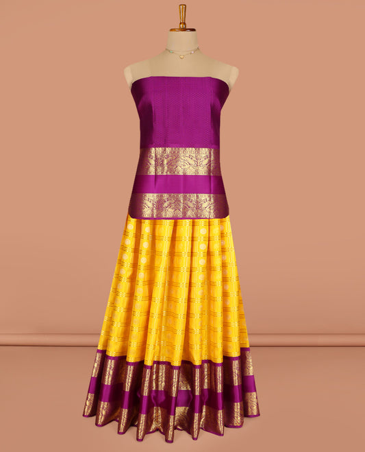 Yellow Pure Silk Pavadai Material Set
