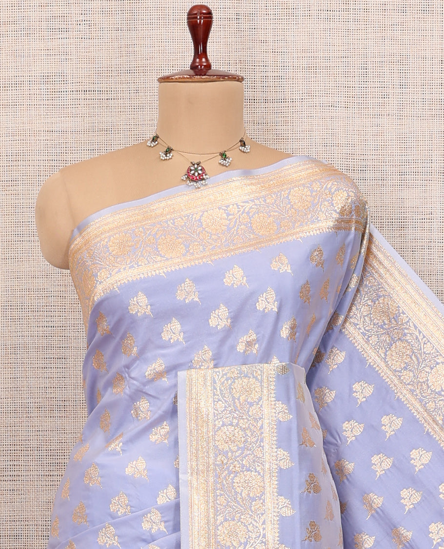 Light Lavender Semi-Banaras Nylon Saree