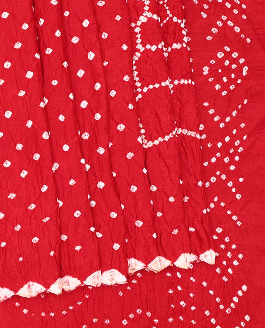 Borderless Red Bandhani Dola Silk Saree