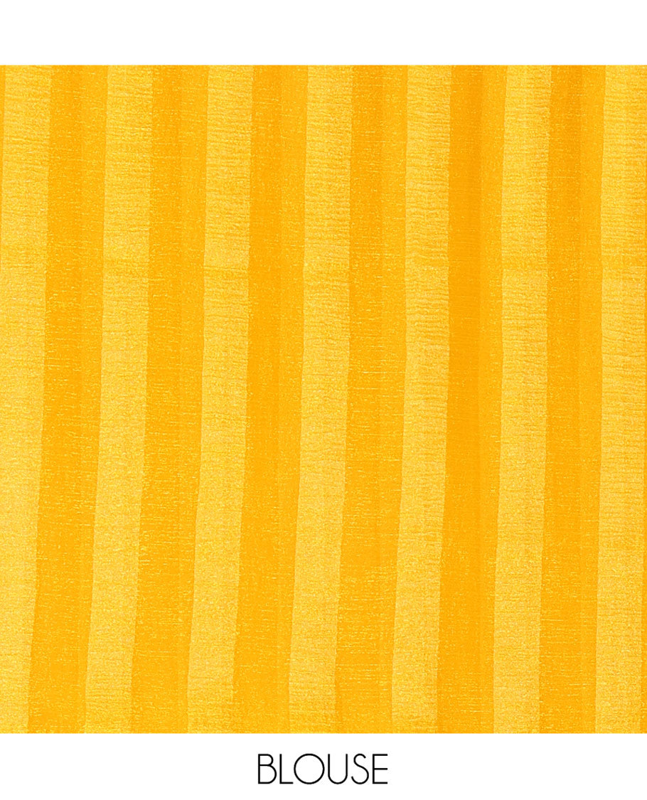 Borderless Yellow Light Weight Chiffon Saree, Finely Printed with Vertical Stripes All Over Its Body, Subtle Self-Pallu, and Paired with a Matching Blouse