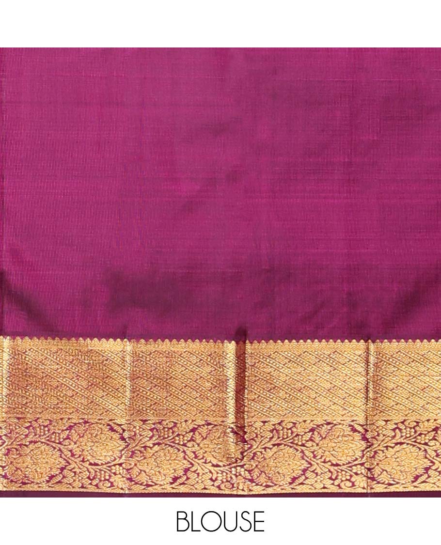 maroon floral jacquard kancheepuram silk saree with self zari border & argyle zari design pallu
