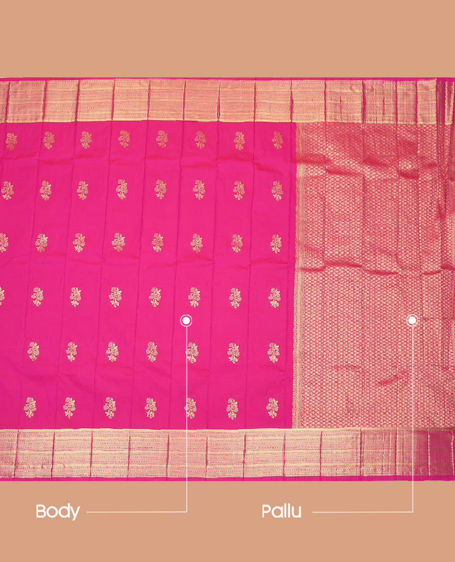 Pink Floral Butta Budget Silk Saree
