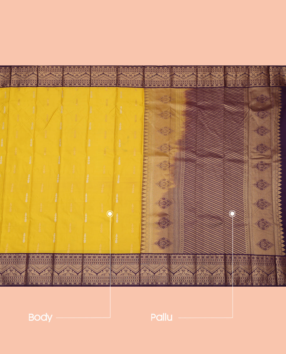 Yellow Contrast Traditional Budget Silk Saree