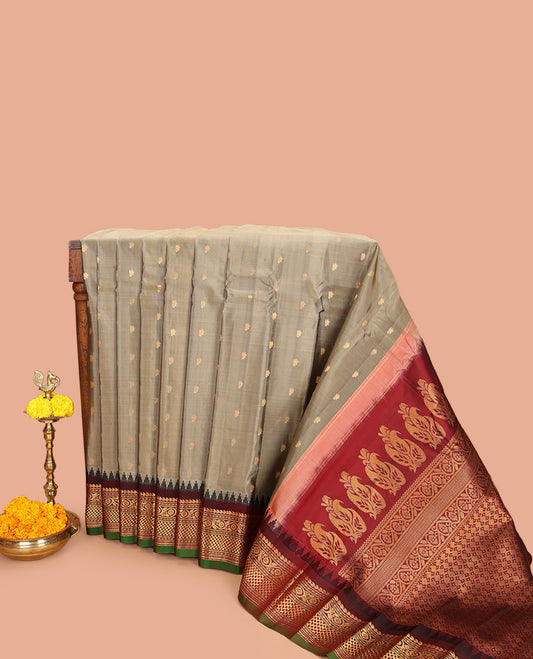 Grey Gadwal Silk Saree
