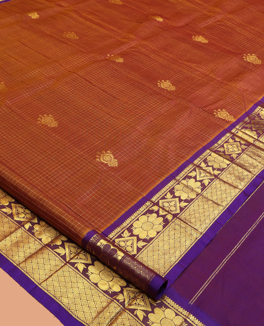 Rust Kanchipuram Silk Saree