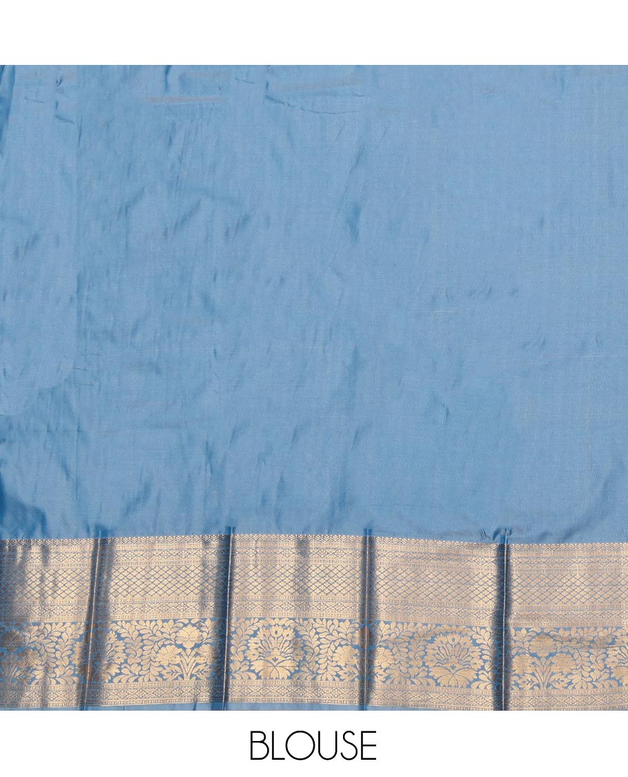Brown Budget Silk Saree, Adorned with Zari Buttas and Checks, Complemented by Contrast Traditional Zari Border, Intricate Pallu, and Contrast Blouse