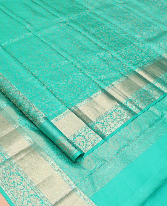 Turquoise Jacquard Design Kanchipuram Wedding Silk Saree