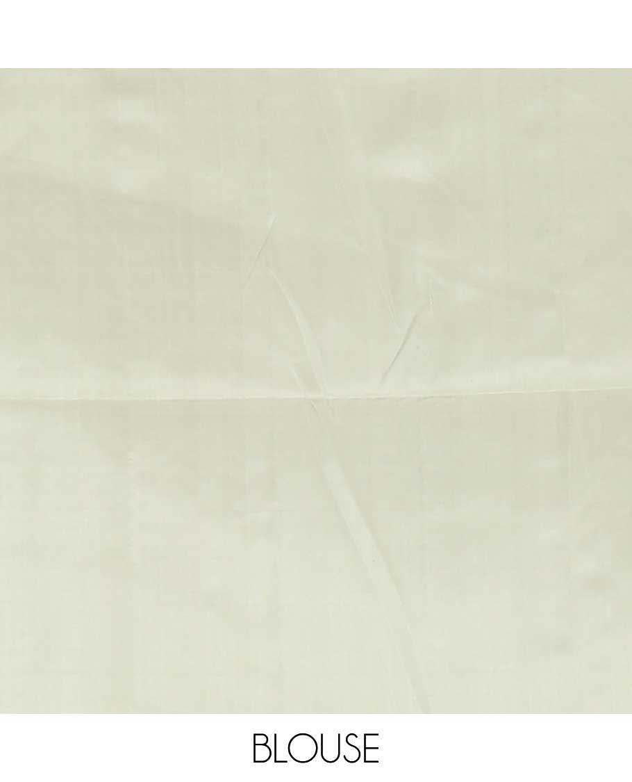 Borderless green striped and floral zari buttas soft silk saree, zari pallu of floral designs