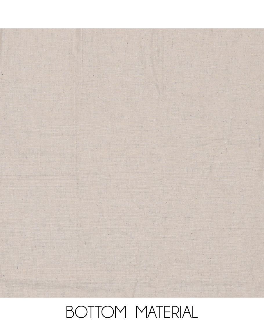 Cream material churidar set, leaf motifs embroidered top, plain bottom, and a sequins embroidered dupatta