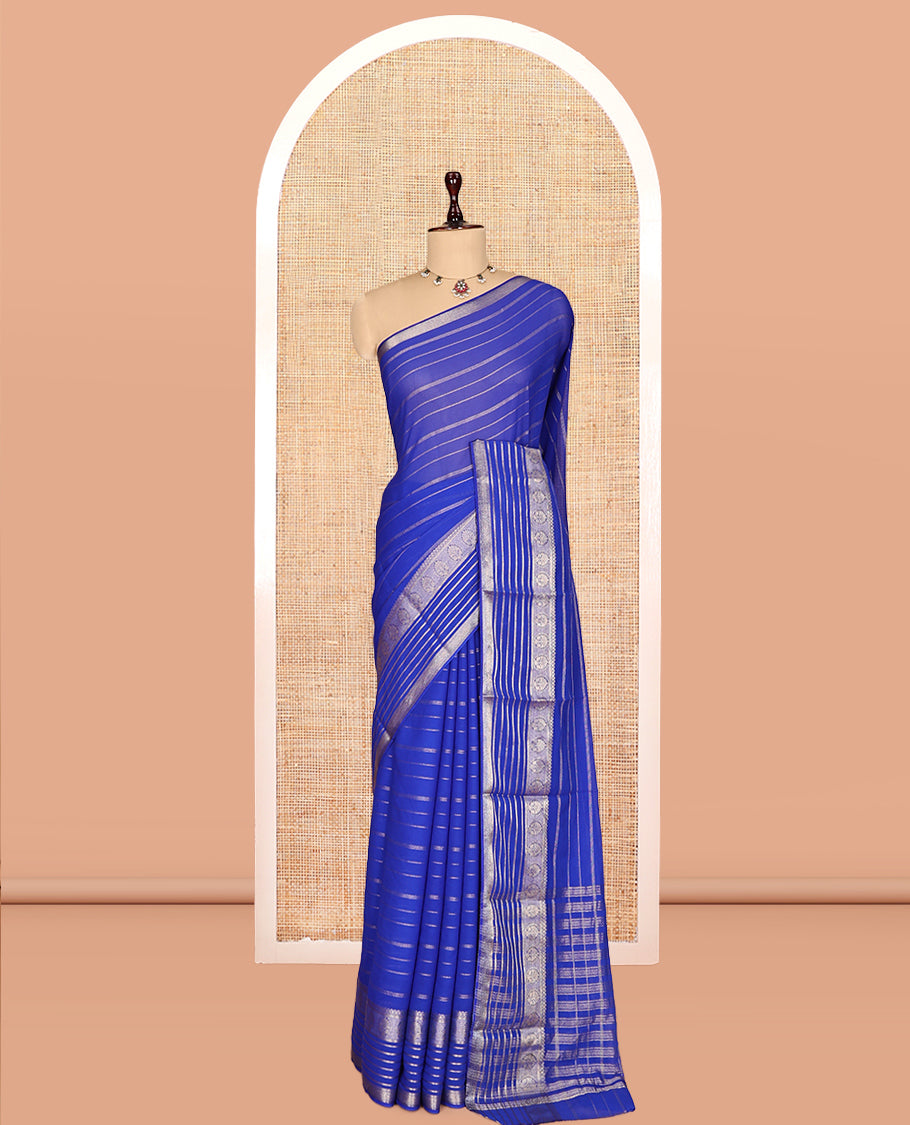 M.s. Blue Semi Mysore Silk Saree