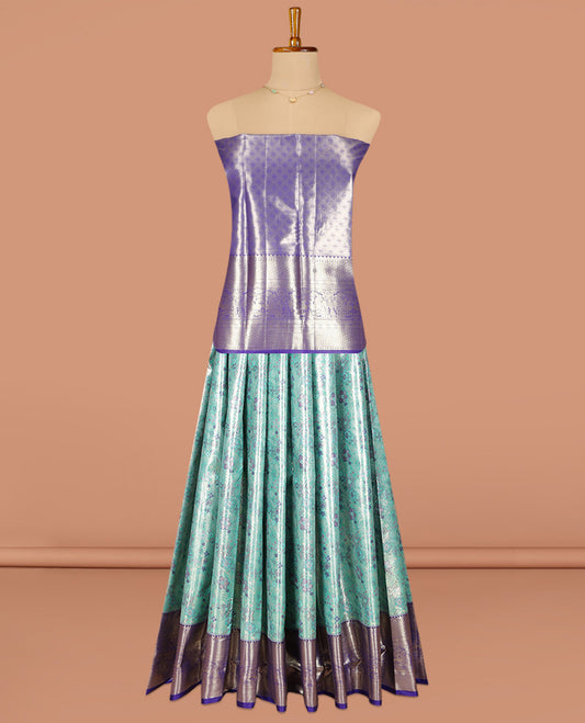 Blue Art Silk Pavadai Material Set