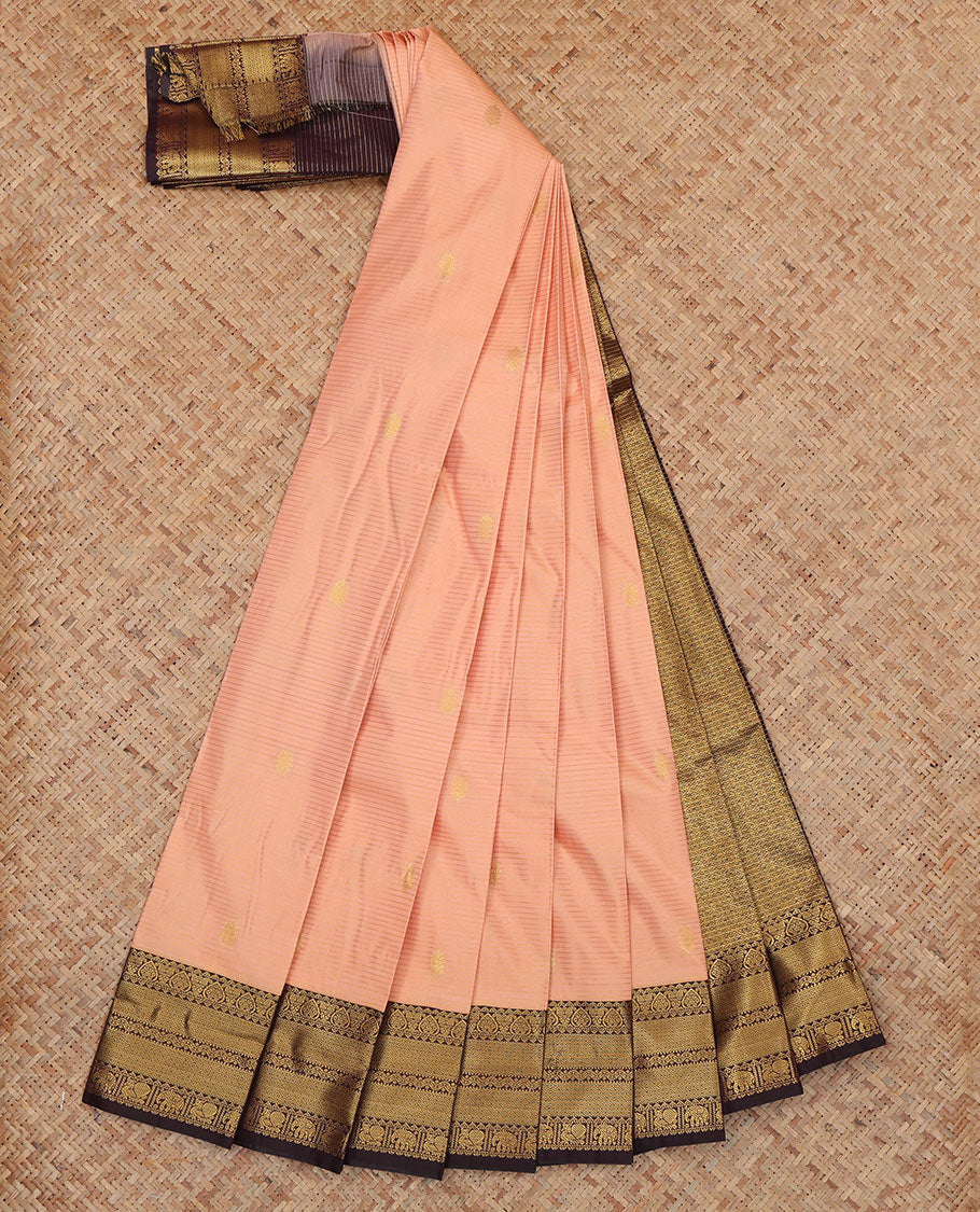 Pink Budget Silk Saree, Accentuated with Zari Buttas and Stripes, Complemented by Contrast Traditional Zari Border, a Jaal Pallu and a Contrast Blouse