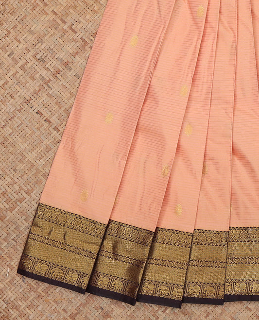Pink Budget Silk Saree, Accentuated with Zari Buttas and Stripes, Complemented by Contrast Traditional Zari Border, a Jaal Pallu and a Contrast Blouse