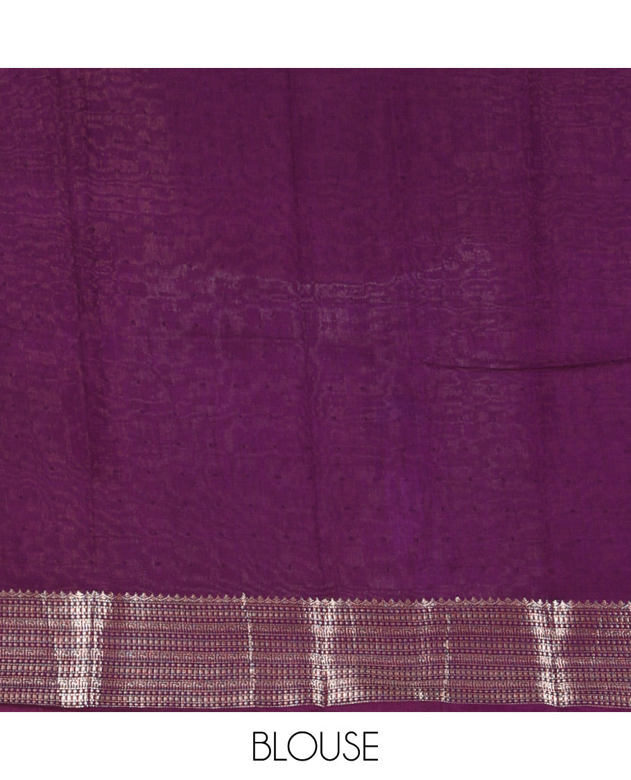 Green Assam Silk Saree Features Sparsely Woven Buttas, Complemented by Contrast Traditional Zari Design Border, Pallu Elevated with Zari Stripes, and Paired with a Contrast Blouse