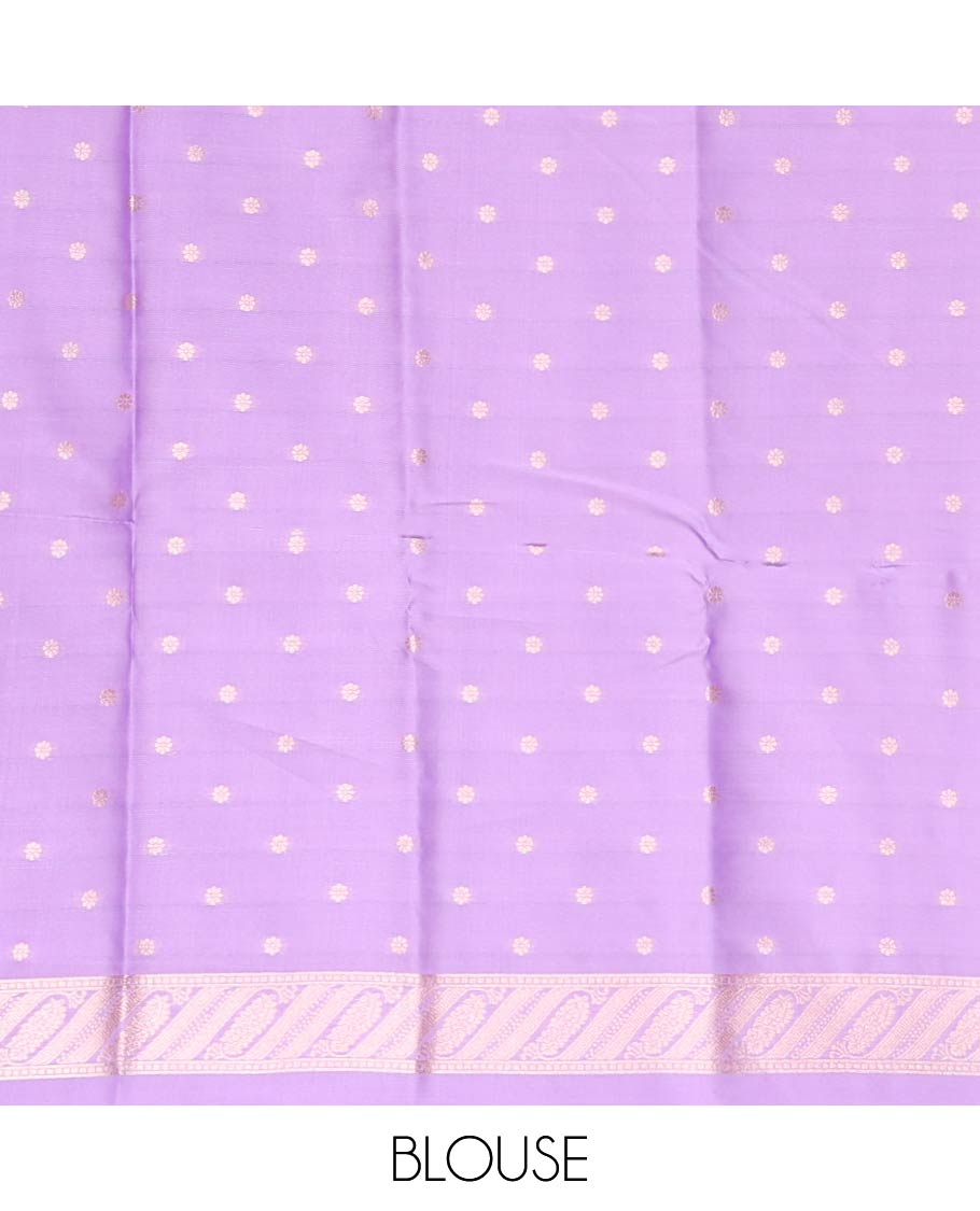 Violet butter silk saree with zari buttas, floral zari design border & intricate pallu