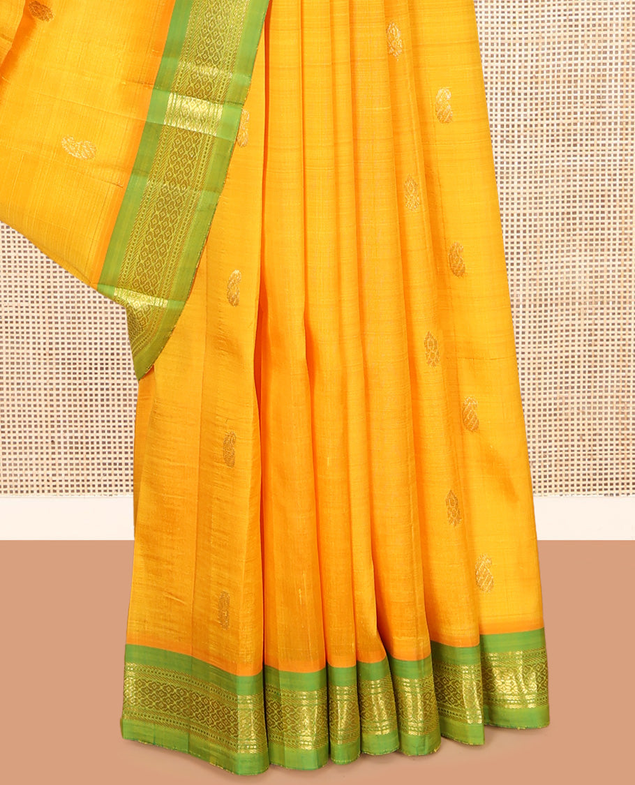 Yellow Kanchipuram Silk Saree