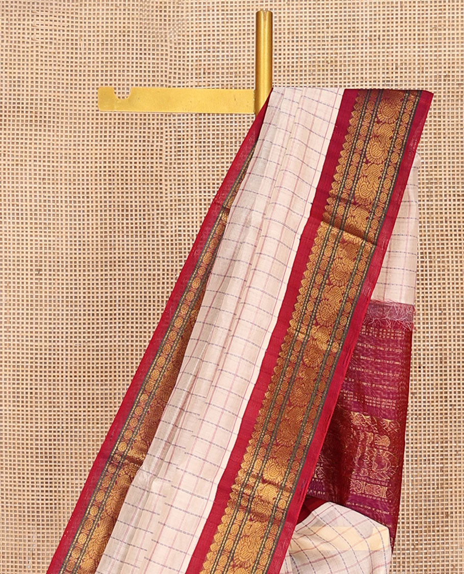 Cream Kuppadam Silk Saree