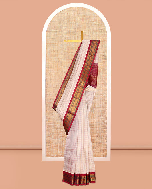 Cream Kuppadam Silk Saree