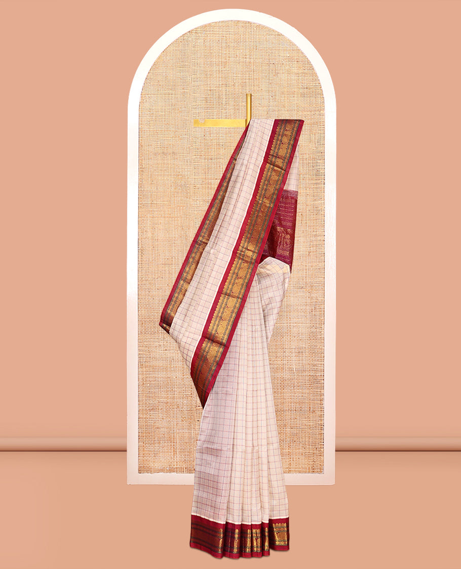 Cream Kuppadam Silk Saree