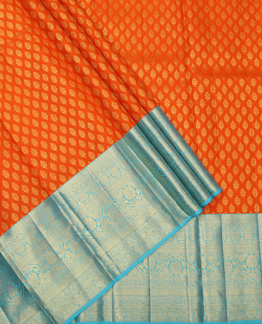 Orange Pure Silk Pavadai Material Set