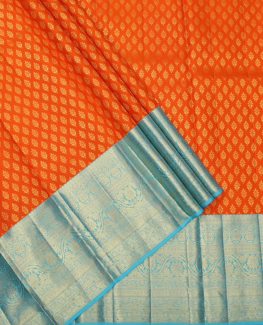 Orange Pure Silk Pavadai Material Set