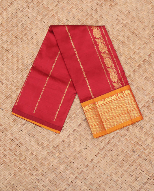 Light Maroon Pure Silk Navarathna Pavadai Material Set