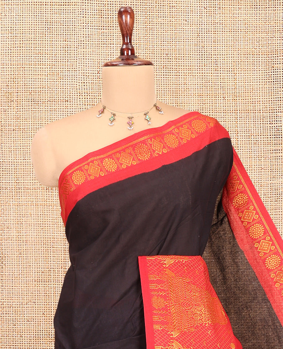 Coffee Brown Plain Sungudi Cotton Saree