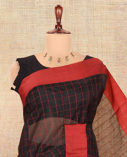 Black Semi-Silk Cotton Saree
