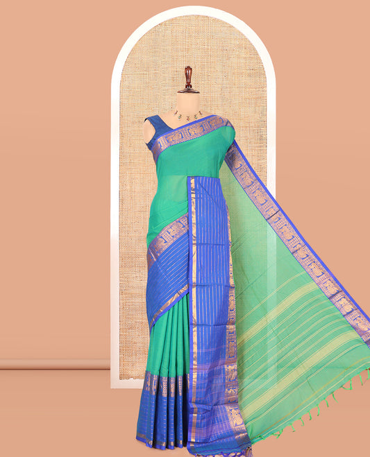 Green Plain Mercerised Cotton Saree